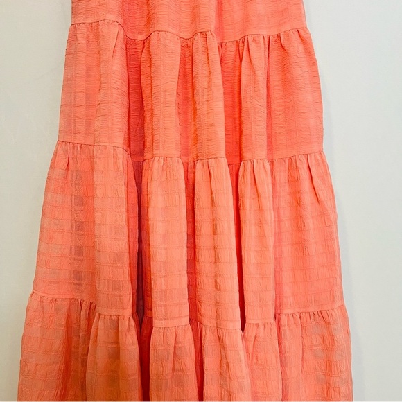 Emory Park Peach-Pink Tiered Gauzey Smocked Maxi Dress. Size Small. - Picture 8 of 14